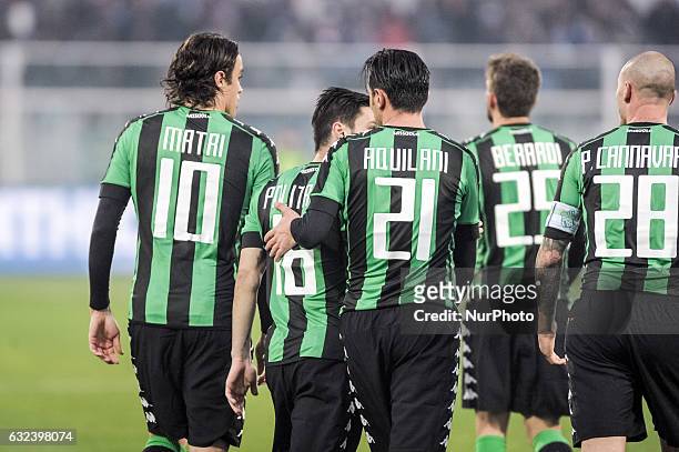 Matri, Cannavaro, Aquilani, Pellegrini, Berardi during the match Pescara vs Sassuolo of sere A TIM in Pescara Italy on 22 January 2017,