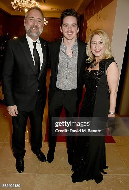 Rich Cline, Ferdia Walsh-Peelo and Anna Smith attend The London Critics' Circle Film Awards at the May Fair Hotel on January 22, 2017 in London,...