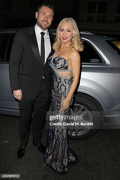 Kristina Rihanoff and Ben Cohen arrive in an Audi at the London Critcs' Circle Film Awards at The Mayfair Hotel on January 22, 2017 in London, United...
