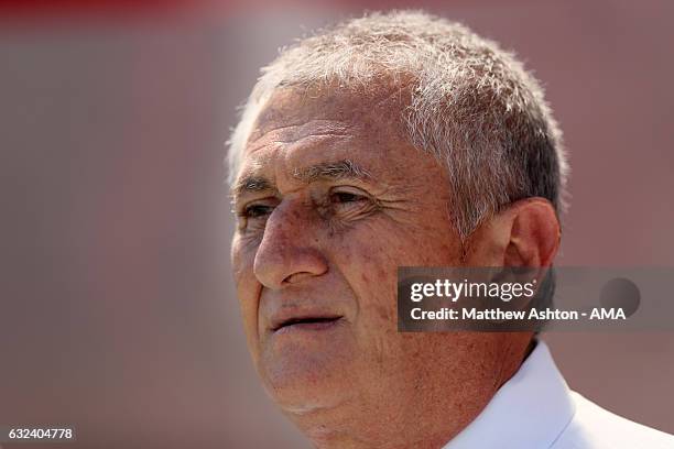 Eduardo Lara the head coach / manager of El Salvador looks on during the Copa Centroamericana match between El Salvador and Nicaragua at Estadio...