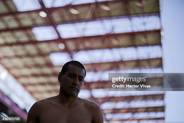 Paulo Da Silva of Toluca reacts after loosing a match between Toluca and Chiapas as part of the Clausura 2017 Liga MX at Nemesio Diez Stadium on...