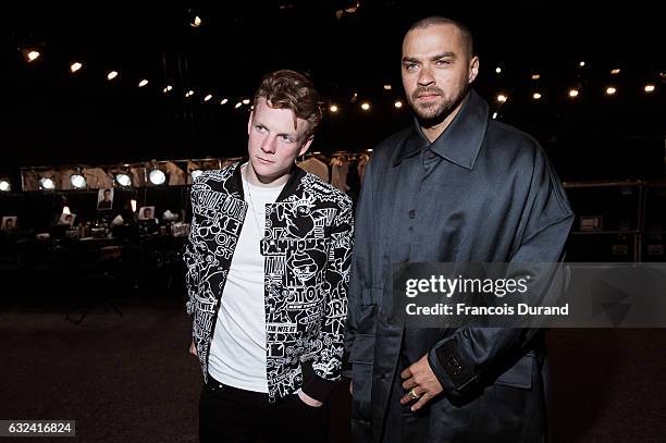 Jesse Williams and Patrick Gibson attend the Kenzo Menswear Fall/Winter 2017-2018 show as part of Paris Fashion Week on January 22, 2017 in Paris,...