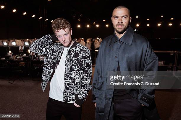 Jesse Williams and Patrick Gibson attend the Kenzo Menswear Fall/Winter 2017-2018 show as part of Paris Fashion Week on January 22, 2017 in Paris,...