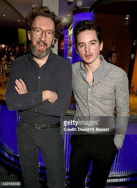 John Carney and Ferdia Walsh-Peelo attend The London Critics' Circle Film Awards after party in the May Fair Bar at the May Fair Hotel on January 22,...