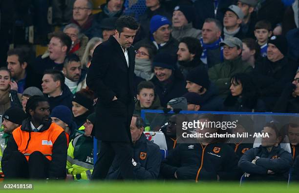 Dejected looking Marco Silva Manager / head coach of Hull City during the Premier League match between Chelsea and Hull City at Stamford Bridge on...