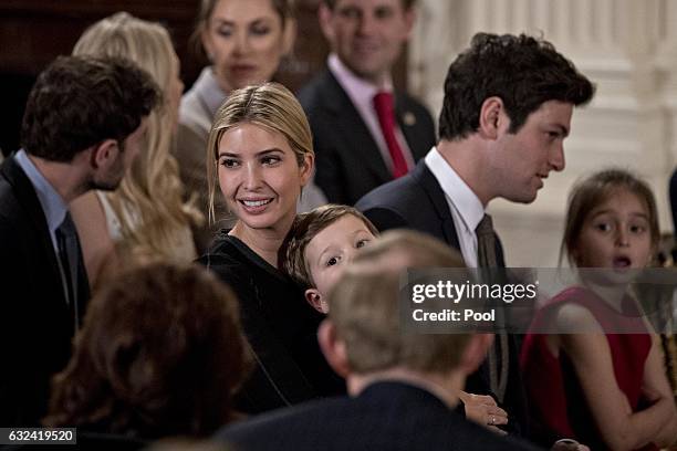 Ivanka Trump, daughter of Republican Presidential Nominee Donald Trump, attends a swearing in ceremony of White House senior staff in the East Room...