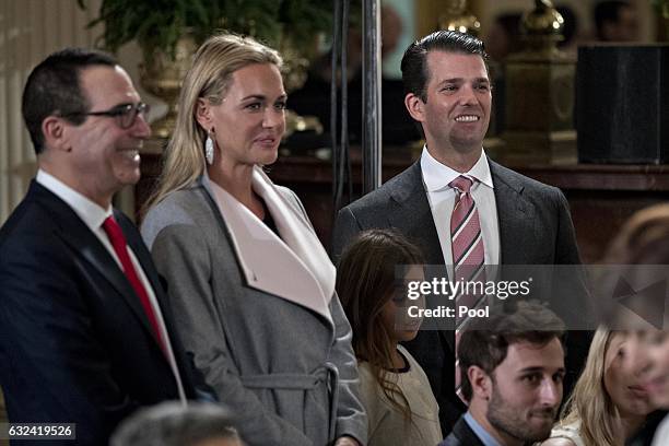 Donald Trump Jr., son of U.S. President Donald Trump and Steven Mnuchin, Treasury secretary nominee for U.S. President Donald Trump, attend a...