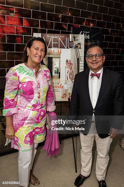 Christine Schott Ledes and George Ledes attend AVENUE Celebrates Kara Ross and the Palm Beach A List at Meat Market Palm Beach on January 19, 2017 in...