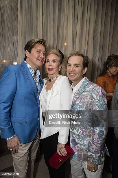 Harrison Morgan, Lisa Salomon and Guy Clark attend AVENUE Celebrates Kara Ross and the Palm Beach A List at Meat Market Palm Beach on January 19,...