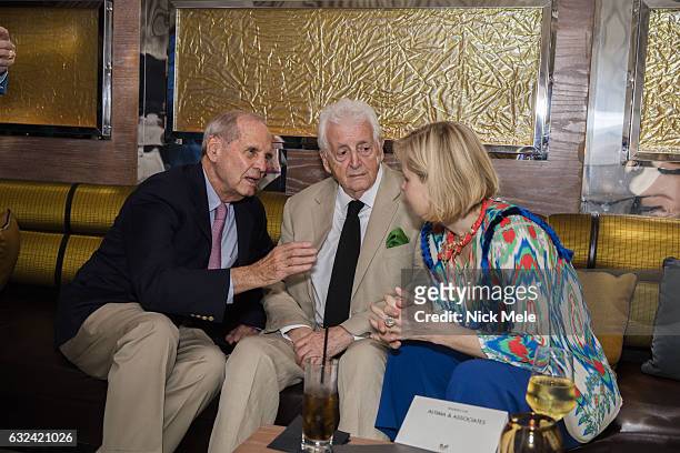 Donald Miller, Harry Benson and Kara Ross attend AVENUE Celebrates Kara Ross and the Palm Beach A List at Meat Market Palm Beach on January 19, 2017...