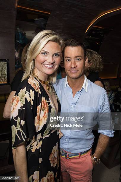 Lizzi Bickford and Chris Leavitt attend AVENUE Celebrates Kara Ross and the Palm Beach A List at Meat Market Palm Beach on January 19, 2017 in Palm...