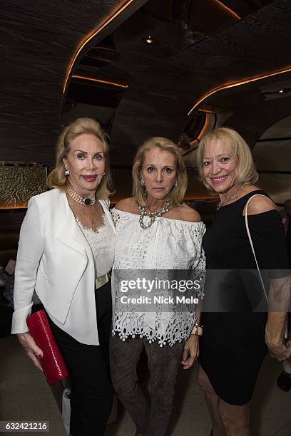 Lisa Salomon, Suzanne Kent-Cooke and Gail Farquhar attend AVENUE Celebrates Kara Ross and the Palm Beach A List at Meat Market Palm Beach on January...