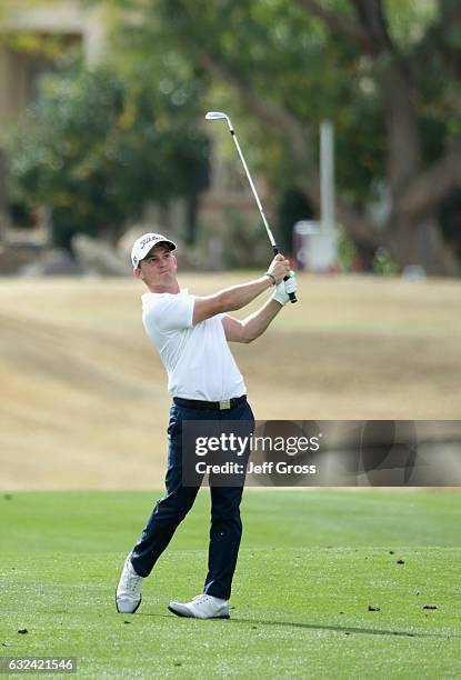 Bud Cauley plays his second shot on the 12th hole during the final round of the CareerBuilder Challenge in partnership with The Clinton Foundation at...