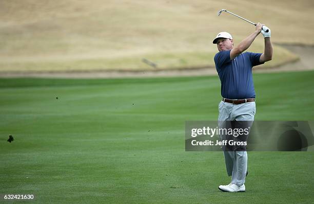 Chad Campbell plays his shot during the final round of the CareerBuilder Challenge in partnership with The Clinton Foundation at the TPC Stadium...