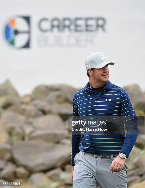 Hudson Swafford walks up the 18th hole during the final round of the CareerBuilder Challenge in partnership with The Clinton Foundation at the TPC...