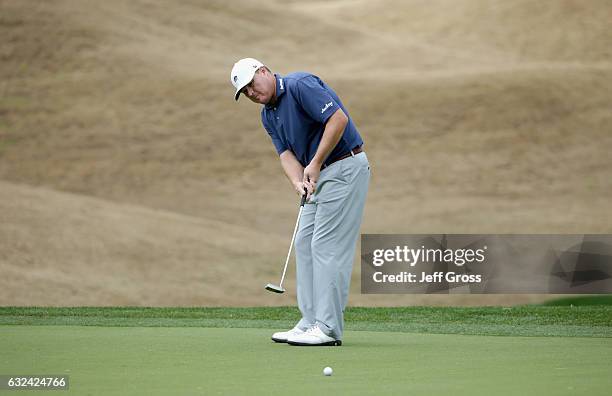 Chad Campbell putts on the 14th hole during the final round of the CareerBuilder Challenge in partnership with The Clinton Foundation at the TPC...