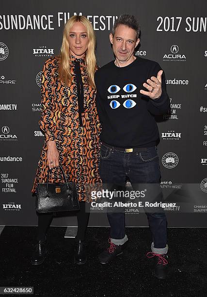 Chloe Sevigny and Musician Adam Horovitz attend the "Golden Exits" Premiere on day 4 of the 2017 Sundance Film Festival at Library Center Theater on...