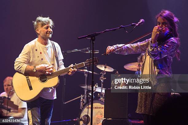 To R0 King Creosote and Hannah Fisher Perform At The Barbican on January 22, 2017 in London, United Kingdom.