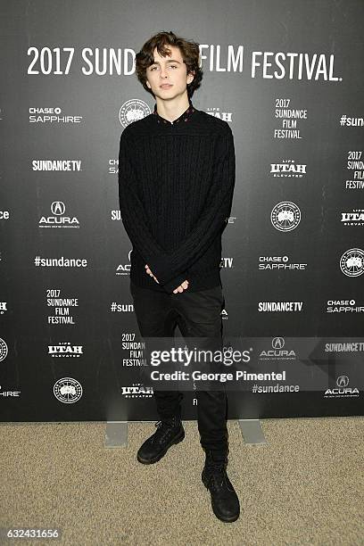 Timothee Chalamet attends the "Call Me By Your Name" Premiere on day 4 of the 2017 Sundance Film Festival at Eccles Center Theatre on January 22,...