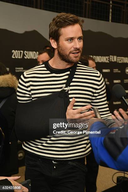 Actor Armie Hammer attends the "Call Me By Your Name" Premiere on day 4 of the 2017 Sundance Film Festival at Eccles Center Theatre on January 22,...