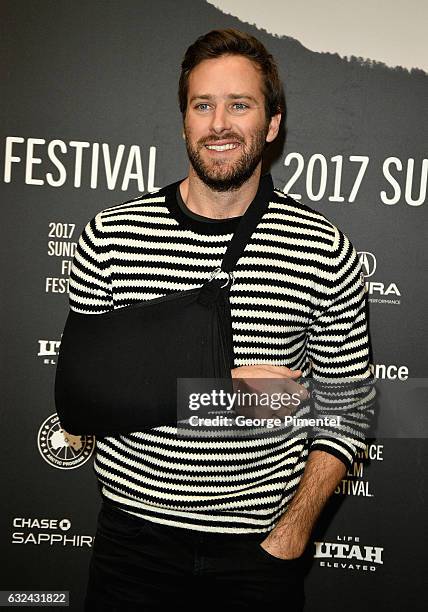 Actor Armie Hammer attends the "Call Me By Your Name" Premiere on day 4 of the 2017 Sundance Film Festival at Eccles Center Theatre on January 22,...