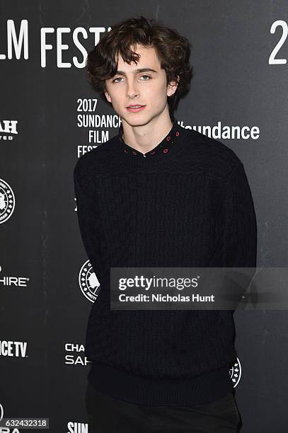 Timothee Chalamet attends the "Call Me By Your Name" Premiere on day 4 of the 2017 Sundance Film Festival at Eccles Center Theatre on January 22,...