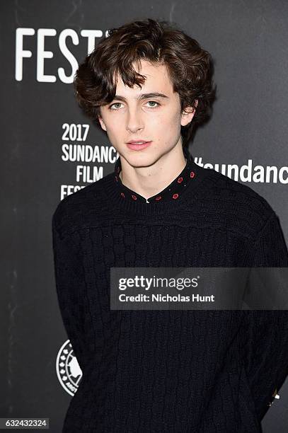 Timothee Chalamet attends the "Call Me By Your Name" Premiere on day 4 of the 2017 Sundance Film Festival at Eccles Center Theatre on January 22,...