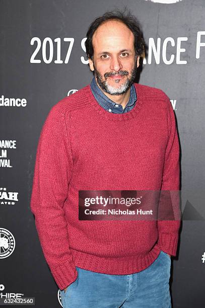 Flimmakers Luca Guadagnino attends the "Call Me By Your Name" Premiere on day 4 of the 2017 Sundance Film Festival at Eccles Center Theatre on...