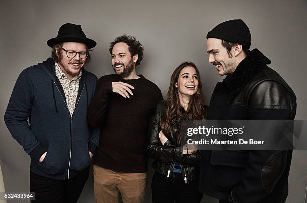 Writer Ben York Jones, filmmaker Drake Doremusfrom and actors Laia Costa and Nicholas Hoult from the film "Newness" pose in the Getty Images Portrait...