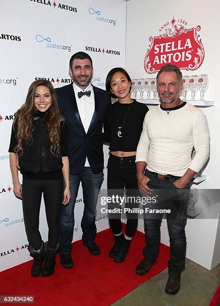 Courtney Turk, Matthew J. Malek, Anita Gou and Ken Fournier attend the "To The Bone" Premiere Party at the Stella Artois Filmmaker Lounge on January...