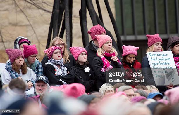 Demonstrators attend the Women's March on Washington on January 21, 2017 in Washington, DC.