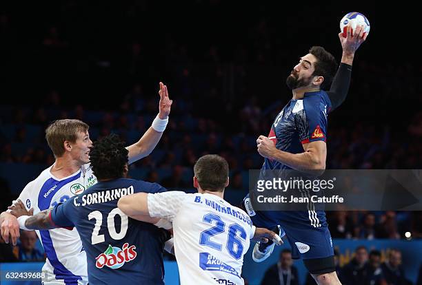 Nikola Karabatic of France in action during the 25th IHF Men's World Championship 2017 Round of 16 match between France and Iceland at Stade Pierre...