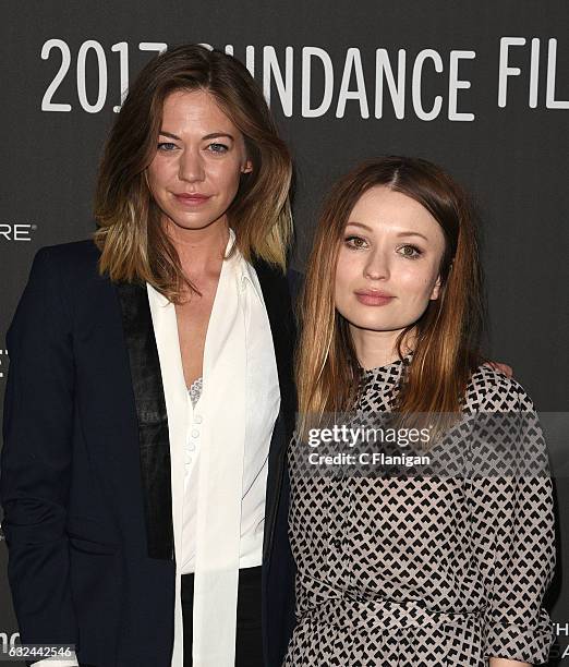 Analeigh Tipton and Emily Browning attend the 'Golden Exits' Premiere on day 4 of the 2017 Sundance Film Festival at Library Center Theater on...