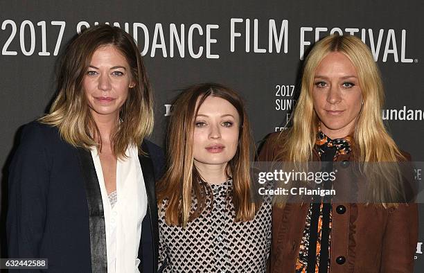 Analeigh Tipton, Emily Browning, Chloe Sevigny attends the 'Golden Exits' Premiere on day 4 of the 2017 Sundance Film Festival at Library Center...