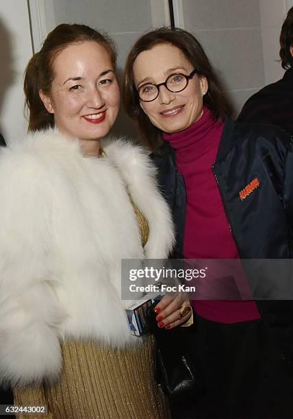 Harumi Klossowska de Rola and Kristin Scott ThomasÊattend Retour "D'Expedition" Harumi Klossowska de Rola Exhibition With Support Of Van Cleef &...