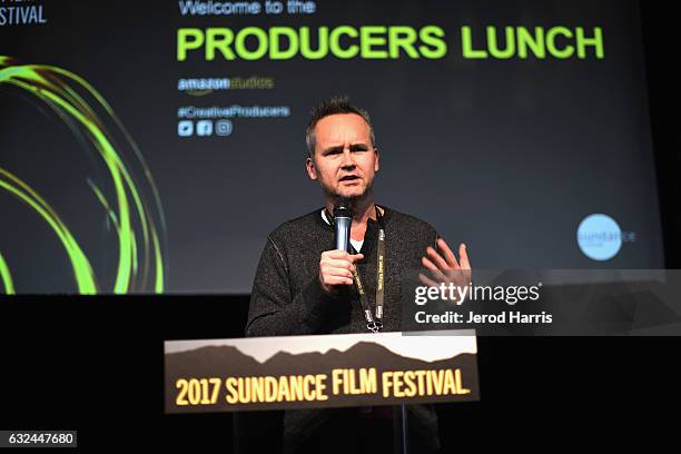 Head of Amazon Studios Roy Price speaks at the Producers Lunch on day 4 of the 2017 Sundance Film Festival at The Shop on January 22, 2017 in Park...