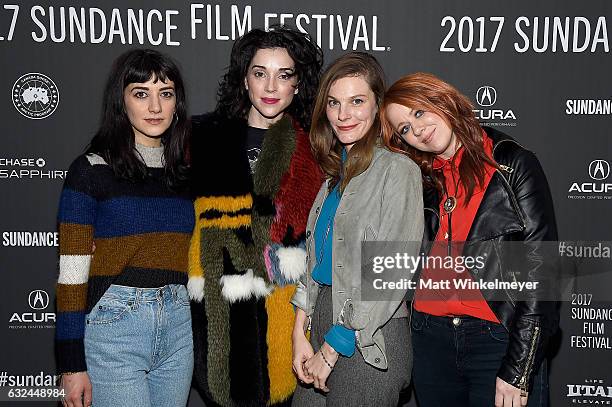 Sheila Vand, Annie Clark and Lindsay Burdge attend the "XX" Premiere on day 4 of the 2017 Sundance Film Festival at Library Center Theater on January...