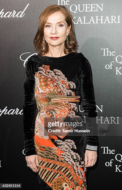 Isabelle Huppert attends Chopard presenting The Garden of Kalahari at Theatre du Chatelet on January 21, 2017 in Paris, France.