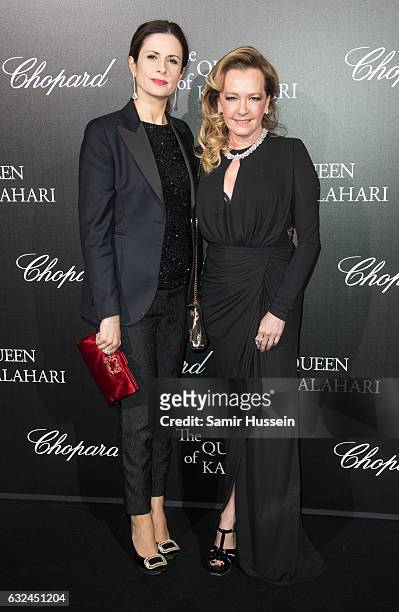 Livia Firth and Caroline Scheufele attend Chopard presenting The Garden of Kalahari at Theatre du Chatelet on January 21, 2017 in Paris, France.