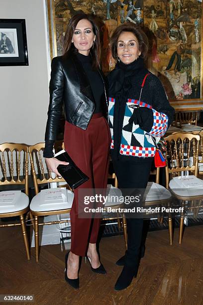 Nieves Alvarez and Naty Abascal attend the Schiaparelli Haute Couture Spring Summer 2017 show as part of Paris Fashion Week on January 23, 2017 in...