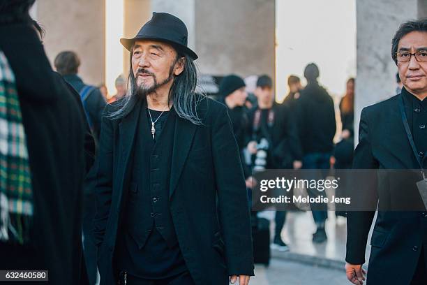 Yohji Yamamoto after the Y3 show at Palais de Tokyo on January 21, 2017 in Paris, France.