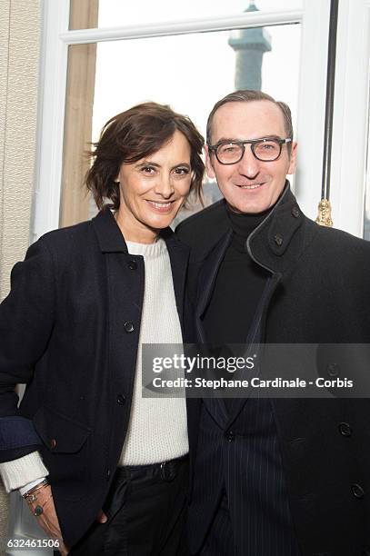 Ines de La Fressange and Bruno Frisoni attend the Schiaparelli Haute Couture Spring Summer 2017 show as part of Paris Fashion Week on January 23,...