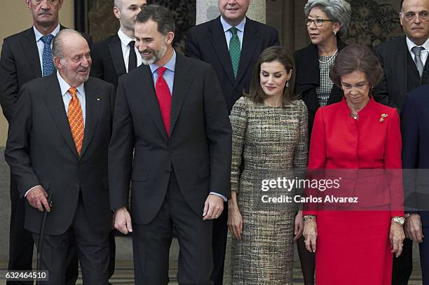 King Juan Carlos, King Felipe VI of Spain, Queen Letizia of Spain and Queen Sofia attend the National Sports Awards 2015 at the El Pardo Palace on...