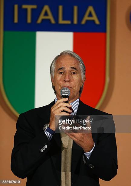 Nations 2017 press conference presentation The President of Italian National Olympic Committee Giovanni Malago at Salone d' Onore Coni in Rome, Italy...