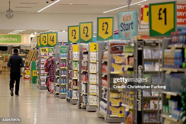 General view of products and price displays inside Rochdale's Morrisons supermarket on January 23, 2017 in Rochdale, England. Wm Morrison...