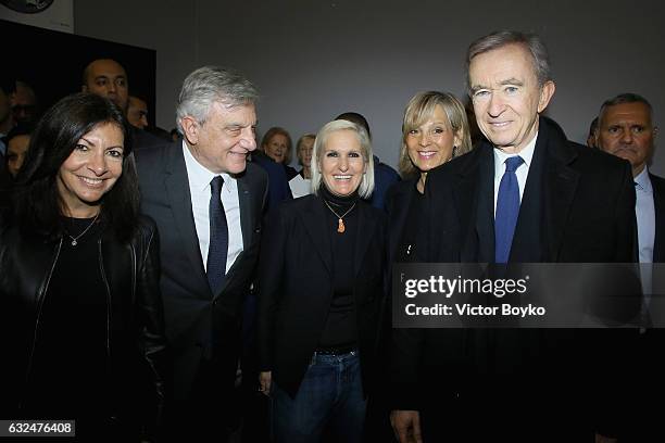 Katia Toledano, Sidney Toledano, Maria Grazia Chiuri, Helene Mercier, and Bernard Arnault attend the Christian Dior Haute Couture Spring Summer 2017...