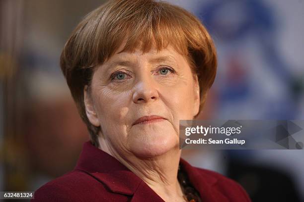 German Chancellor Angela Merkel attends the annual Carnival reception at the Chancellery on January 23, 2017 in Berlin, Germany. No date has yet been...