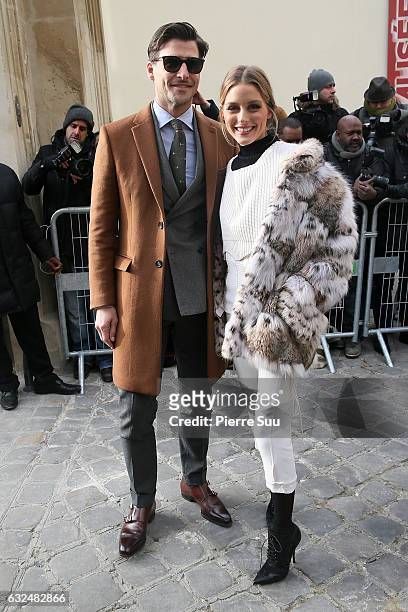 Olivia Palermo and nJohanes Huebl attends the Christian Dior Haute Couture Spring Summer 2017 show as part of Paris Fashion Week on January 23, 2017...