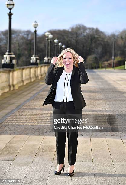 Michelle O'Neill is unveiled as the new Sinn Fein leader in the north at a Stormont announcement press conference on January 23, 2017 in Belfast,...