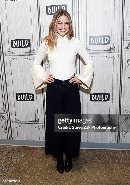 Actress Melissa Benoist attends Build Series to discuss her roles in "Supergirl" And "Patriots Day" at Build Studio on January 23, 2017 in New York...